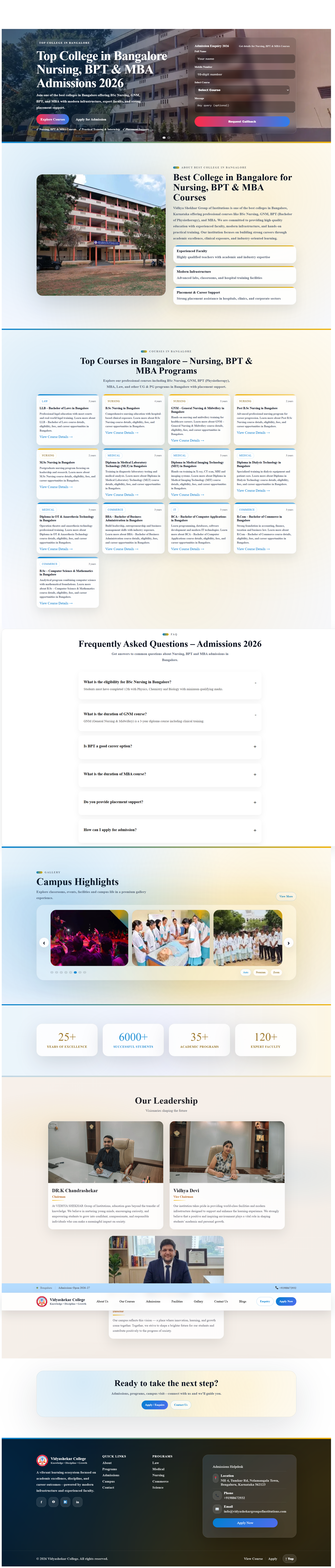 Vidyashekar College Website